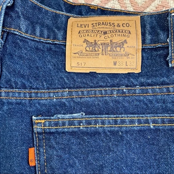 Levi's ORANGE TAB 517 Vintage Jeans Denim Cutoff Mom Shorts High Waist Size 38 - Picture 14 of 16